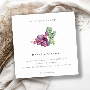 Elegant Waterverf Grape Foliage Wedding Invite Bedankkaart
