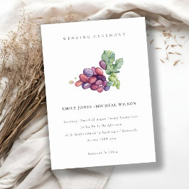Elegant Waterverf Grape Foliage Wedding Invite Bedankkaart