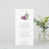 Elegant Waterverf Grape Foliage Wedding Menu Kaart (Staand voorkant)