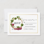 Elegant Waterverf Grape Vines met goudweddenschap RSVP Kaartje (Voorkant)
