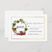 Elegant Waterverf Grape Vines met goudweddenschap RSVP Kaartje (Voorkant / Achterkant)