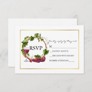 Elegant Waterverf Grape Vines met goudweddenschap RSVP Kaartje