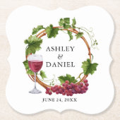 Elegant Waterverf Grape Vines Wood Wreatding Weddi Kartonnen Onderzetters (Voorkant)