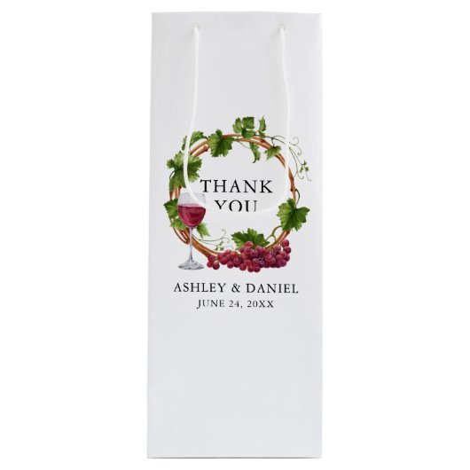 Elegant Waterverf Grape Vines Wood Wreatding Weddi Wijn Cadeautas (Voorkant)