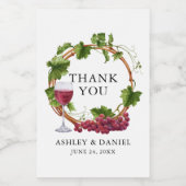 Elegant Waterverf Grape Vines Wreatding Wedding Wijn Etiket (Enkel label)