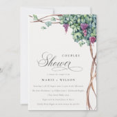 Elegant Waterverf Grapevine Couples Shower Invite Bedankkaart (Voorkant)
