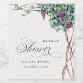 Elegant Waterverf Grapevine Fauna Vrijgezellenfees Wijn Etiket (Enkel label)