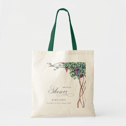 Elegant Waterverf Grapevine Foliage Vrijgezellenfe Tote Bag (Voorkant)