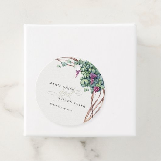 Elegant Waterverf Grapevine Foliage Wedding Bedankjes Labels (In situ)