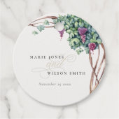 Elegant Waterverf Grapevine Foliage Wedding Bedankjes Labels (Voorkant)