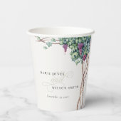 Elegant Waterverf Grapevine Foliage Wedding Papieren Bekers (Achterkant)
