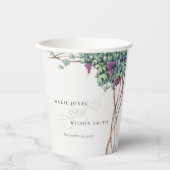 Elegant Waterverf Grapevine Foliage Wedding Papieren Bekers (Voorkant)