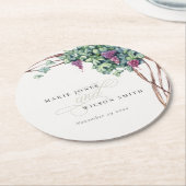 Elegant Waterverf Grapevine Foliage Wedding Ronde Kartonnen Onderzetter (Gebogen)