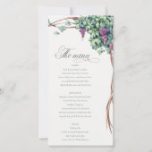 Elegant Waterverf Grapevine Wedding Menu Kaart (Voorkant)