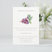 Elegant Waterverf Grapevine Wedding Reception Informatiekaartje (Staand voorkant)