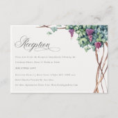 Elegant Waterverf Grapevine Wedding Reception Informatiekaartje (Voorkant)
