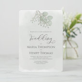 Elegant Waterverf Green Eucalyptus Leaves Foliage Kaart (Staand voorkant)