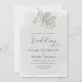 Elegant Waterverf Green Eucalyptus Leaves Foliage Kaart (Voorkant)