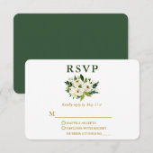 Elegant Waterverf Green Floral Gold Wedding RSVP Kaartje (Voorkant / Achterkant)