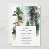 Elegant Waterverf Green Forest Wedding Invitation Kaart (Voorkant)