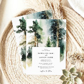Elegant Waterverf Green Forest Wedding Invitation Kaart