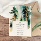 Elegant Waterverf Green Forest Wedding Invitation Kaart