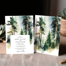 Elegant Waterverf Green Forest Wedding Invitation