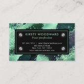 Elegant Waterverf Green Glitter Agate Visitekaartje (Achterkant)