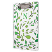 Elegant Waterverf Green laat Monogram Klembord (Links)