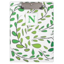 Elegant Waterverf Green laat Monogram