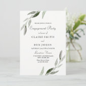 Elegant Waterverf Green Leaf Engagement Party Kaart (Staand voorkant)
