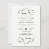 Elegant Waterverf Green Leaf Greenery Wedding Kaart (Voorkant)