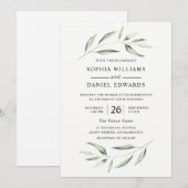 Elegant Waterverf Green Leaf Greenery Wedding Kaart (Voorkant / Achterkant)