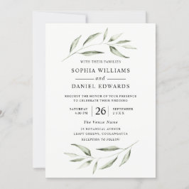 Elegant Waterverf Green Leaf Greenery Wedding Kaart