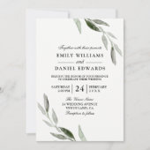 Elegant Waterverf Green Leaf Greenery Wedding Kaart (Voorkant)