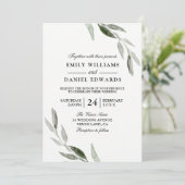 Elegant Waterverf Green Leaf Greenery Wedding Kaart (Staand voorkant)