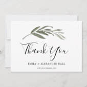 Elegant Waterverf Green Leaf Modern Wedding Bedankkaart (Voorkant)
