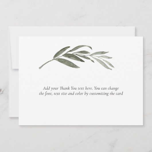 Elegant Waterverf Green Leaf Modern Wedding Bedankkaart (Achterkant)