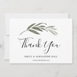 Elegant Waterverf Green Leaf Modern Wedding Bedankkaart