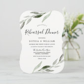 Elegant Waterverf Green Leaf Rehearsal Dinner Kaart (Staand voorkant)