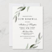 Elegant Waterverf Green Leaf Vow Renewal Invite Kaart (Voorkant)