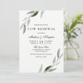 Elegant Waterverf Green Leaf Vow Renewal Invite Kaart (Staand voorkant)