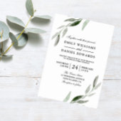 Elegant Waterverf Green Leaf Wedding Invite Kaart