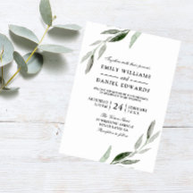 Elegant Waterverf Green Leaf Wedding Invite