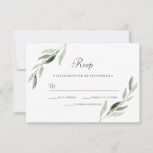 Elegant Waterverf Green Leaf Wedding Invite RSVP (Achterkant)