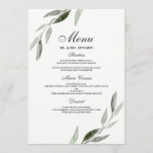 Elegant Waterverf Green Leaf Wedding Menu (Voorkant)