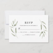 Elegant Waterverf Green Leaf Wedding RSVP (Voorkant)