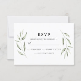 Elegant Waterverf Green Leaf Wedding RSVP