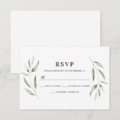 Elegant Waterverf Green Leaf Wedding RSVP Kaartje (Voorkant / Achterkant)