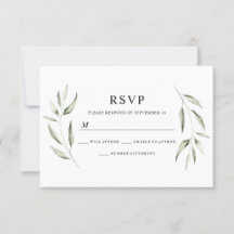 Elegant Waterverf Green Leaf Wedding RSVP